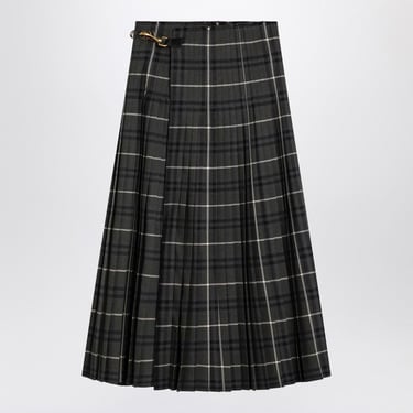 Burberry Wool Blend Maxi Kilt Check Pattern Women