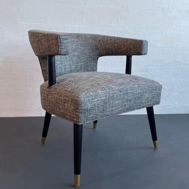 Mid-Century Modern Upholstered Barrel Back Accent Chair