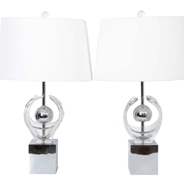 Pair 1940s Venetian Crystal Lamps