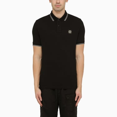 Stone Island Black Short-Sleeved Polo Shirt With Logo Men