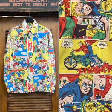 Vintage 1960’s Mod Comic Book Cartoon Pop Art Nicky Zann Artist Rare Design Shirt, 60’s Vintage Clothing 