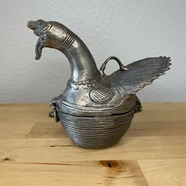 Vintage Turkey Dhokra Hand Cast Silver Brass Handmade Jewelry Box 