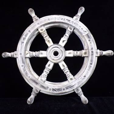 Ship's Wheel, 18&quot; Diameter, Distressed White