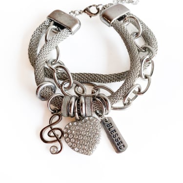 Chunky Silver Charm Bracelet