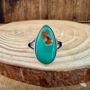 SCOTT SKEETS Sterling Silver & Turquoise Ring | Skeets Hallmark | Royston Turquoise | Navajo Native American Southwestern Jewelry | Size 9 