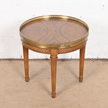 Baker Furniture French Regency Louis XVI Burled Walnut Tea Table