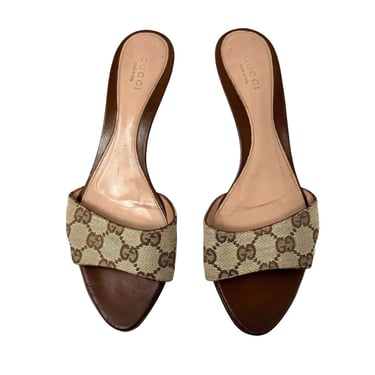 Gucci Brown Logo Bamboo Heels