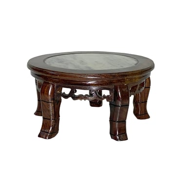 6.75" Oriental Brown Wood Marble Round Table Top Stand Riser ws2851CE 