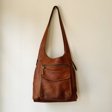 Tobacco Rounded Leather Shoulder Bag