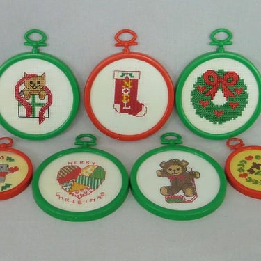 Vintage Cross Stitch Christmas Ornaments - Lot of 11 - Skaters, Whirlgig  Emporium