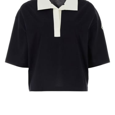 Moncler Woman Black Cotton Polo Shirt