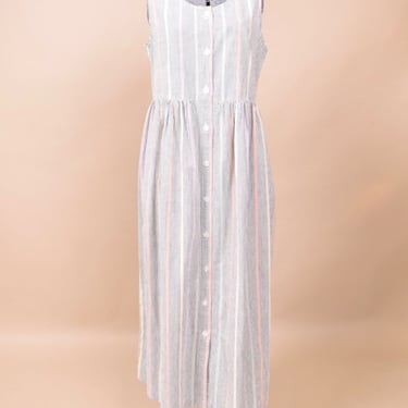 USA-made Cotton Seersucker Maxi Dress by LL Bean, L