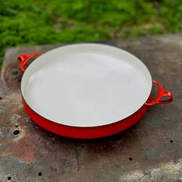 Dansk Paella Pan Extra Large Jens Quistgaard Red Enamel Vintage Mid-Century Kobenstyle IHQ Pot 