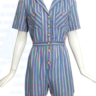 1940s Striped Cotton Romper, Size 4