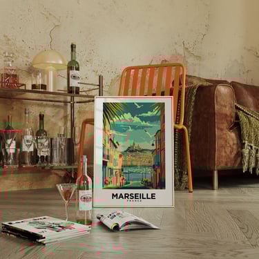Marseille South of France Travel Art Print: French Coastal Vacation Souvenir Poster for Home Decor 