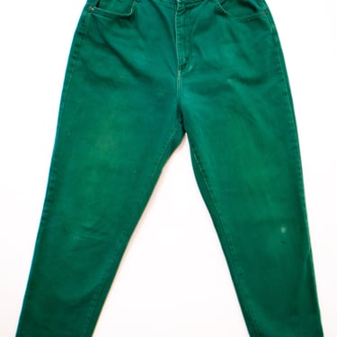 1980's 'gitano jeans wear' overdyed green jeans 34W