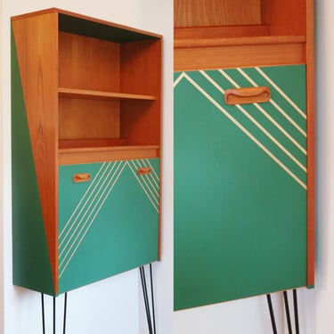 Custom Design Upright Wall-Mounted Drop-Down Computer / Writing Desk - Book Display - G Plan Fresco - Mid Century Modern - Retro - Vintage 