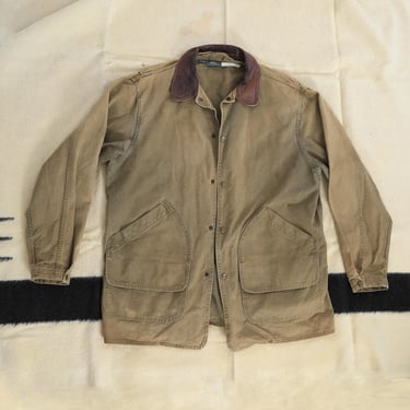 Woolrich coat | Vintage Mens Woolrich canvas chore leather  jacket coat 