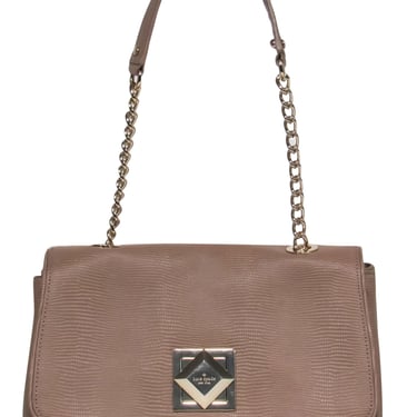 Kate Spade - Taupe Reptile Textured Leather Shoulder Bag