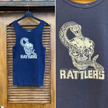 Vintage 1960’s “Rattlers” Skull x Snake Goth Punk Cotton Tank Top T-Shirt, 60’s Tee Shirt, Vintage Clothing 