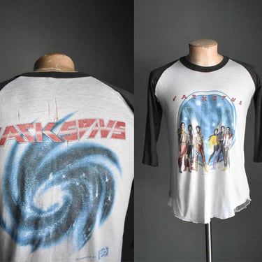 Vintage 1980s Jacksons Raglan Tshirt / Vintage Jackson 5 Tshirt / Vintage 1980s Jacksons Raglan Tshirt 
