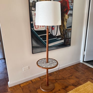 Gordon Martz Mid Century Modern Walnut Tiles Floor Lamp Lighting 