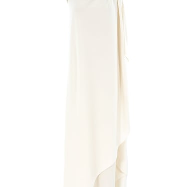 Halston IV Ivory One Shoulder Jersey Gown