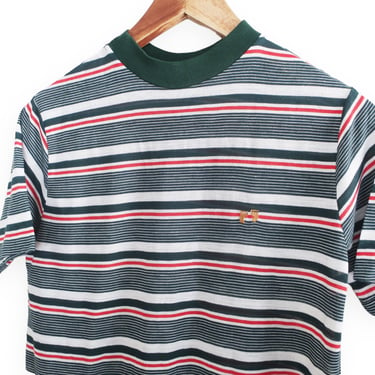Hang Ten shirt / 70s striped shirt / 1970s Hang Ten green striped t shirt Small 