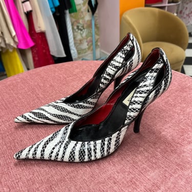 Black and White Striped Stilettos