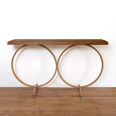 Swedish mid-century, "Ring" console table with cerused oak top.