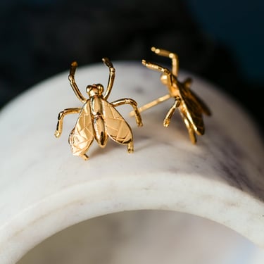 Gold Plated Sterling Silver Little Fly Earrings