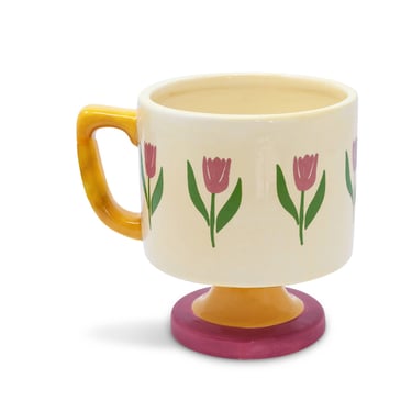 Short Ceramic Mug, Tulips