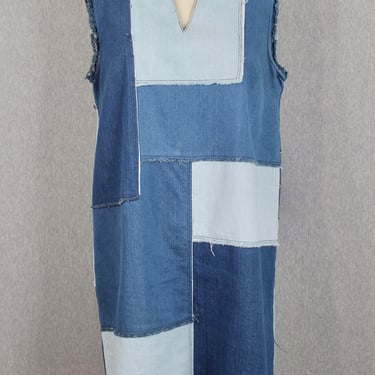 Denim Patchwork Sheath Dress - Nanette Lapore - Jean Dress - Chambray - Size M 