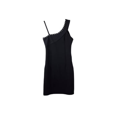Vintage Black Asymmetrical Mini Dress w/ Pearls size XS/Small 