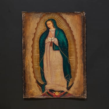 Early 20th c. Virgin of Guadalupe, Bolivia, Oil on Canvas Painting