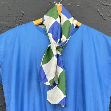 1960s Blue/Green checkered print scarf 