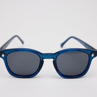 QMC Customized Safety Glasses, Blue Frames and Grey Lenses 