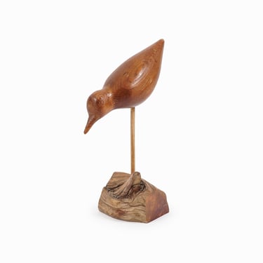 Vintage Solid Wood Bird Figurine Small Sculpture 