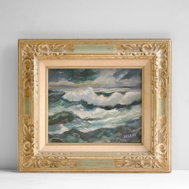 Vintage Seascape Oil Painting, Framed and Signed 