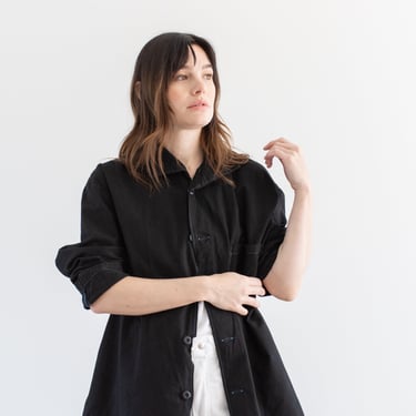 The Illustrator Shirt in Black | Vintage Unisex Flannel Shirt Jacket | Pajama Pyjama Blouse | L XL | 