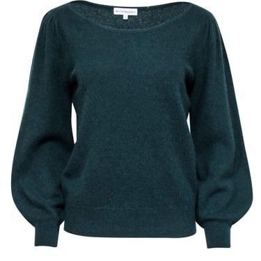 White & Warren - Green Cashmere Blouson Sleeve Sweater Sz L