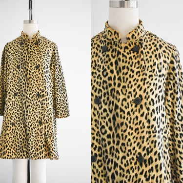 1960s Lawrence of Londom Velveteen Leopard Print Rain Coat 