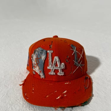 1 of 1 Dead Roses Orange LA Dodgers Fitted Cap Sz. 7