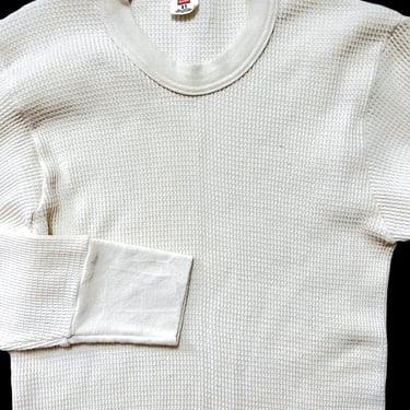 Vintage 1970s HANES Thermal Cotton Undershirt ~ fits XS ~ Long John ~ Waffle Knit ~ Henley / Sweatshirt 