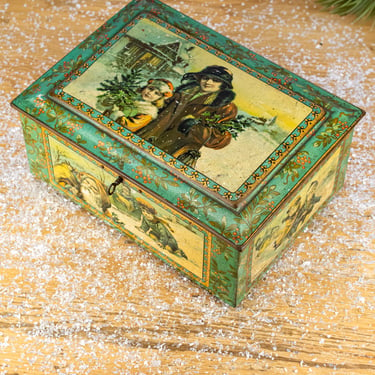 Antique French Christmas Treasure Tin