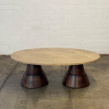 Walnut and Travertine Coffee table - One of One 