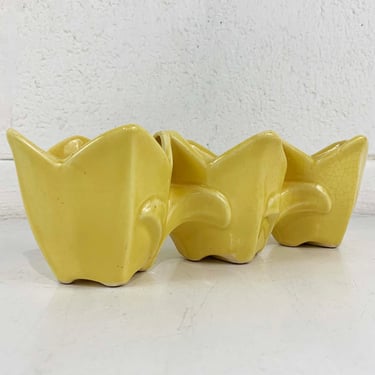 Vintage McCoy Style Planter Set of 3 Connected Propagation Yellow Brush Pot Mid-Century Pottery Indoor Plant Long 1950s 