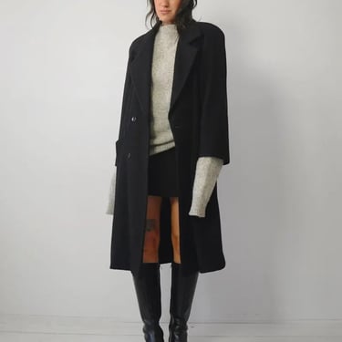 1980's Black Wool Menswear Coat