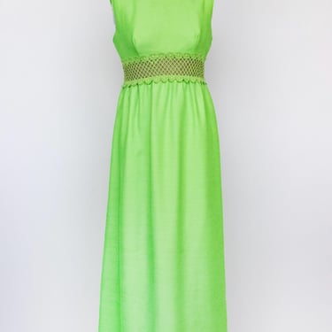 1960s Maxi Gown Lime Green Illusion Floral Sleeveless | Deja Vintage  Boutique - Edmonds, WA | ATTIC