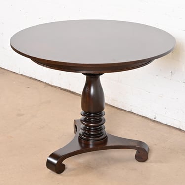 Baker Furniture Empire Carved Mahogany Pedestal Tea Table or Center Table, Newly Refinished